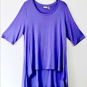 Logo By Lori Goldstein Purple High-Low Soft Top L